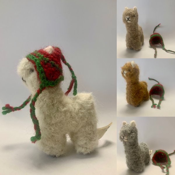 Mini Alpaka Stofftier mit Inka-Mütze (Alpakawolle Baby)