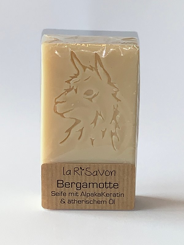 Alpaka-Keratin Seife - "Bergamotte" mit ätherischem Öl