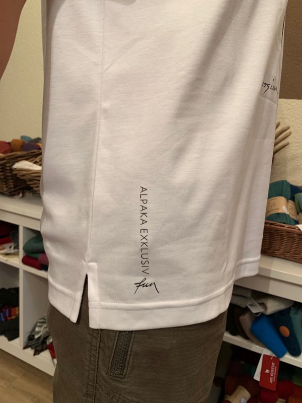 Alpaka T-Shirt Gentleman - weiß mit Druck